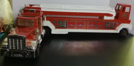 80&#39;s Tonka Fire Truck Hook and Ladder Semi Truck Vintage Pressed Steel U... - $45.51