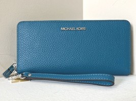 Michael Kors Continental Wallet Wristlet Lagoon Blue Leather 35T7STVE7L NWT $278 - £55.37 GBP
