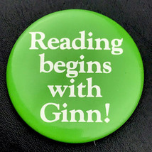 Reading Begins With Ginn Pin Button Vintage School Minnesota - £7.95 GBP