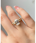 2.5ct Emerald Cut Moissanite Engagement Ring with full eternity Marquise... - €393,59 EUR