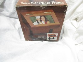 Antique Style Wood Desk Picture Frame Holds 2&quot; x 5” - £31.97 GBP