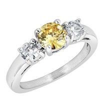November Birthstone Ring Yellow Cubic Zirconia Stainless Steel Band Sizes 3-10 - £18.47 GBP
