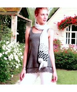 Anthropologie Shimmering Silver Tank Top Small Sparkle Lace Hem Stretchy... - $27.03
