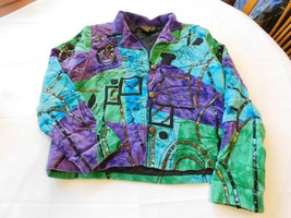 Alex Kim Women&#39;s Ladies Velour Coat Jacket Size PL petite large Multi co... - $25.73