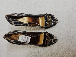 Guess leopard skin peeptoe heels with chains infrontSize 9M(US) - £43.37 GBP