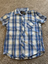 Alcott Short Sleeve Shirt Men&#39;s Size Large Plaid Button Up Pocket Casual - £13.41 GBP