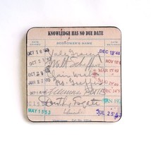 3Pcs Vintage Library Due Date Card Coaster Set, Retro Checkout, Literary Decor - £31.31 GBP