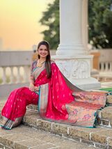 Rich woven Paithani meenakari pallu and simple original  paithani border... - $101.24