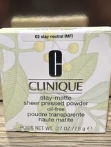 Clinique Stay-Matte Sheer Pressed Powder Oil Free-02 Stay Neutral Brand ... - $29.65