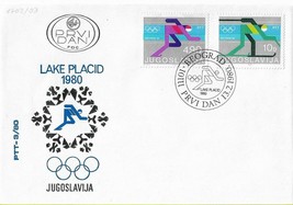 FDC 1980 Yugoslavia Lake Placid New York Winter Olympics Vintage Stamps - £3.19 GBP