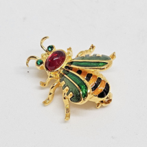Joan Rivers Vintage Enamel Winged Bee Cute As A Bug Pin Brooch Retro Green Eyes - £31.25 GBP