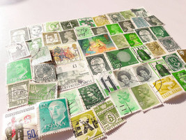 50 Green Postage Stamps - Worldwide lot - £3.96 GBP