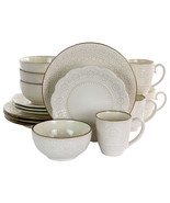Elama Aqualite 16 Piece Embossed Stoneware Dinnerware Set in Teal - €136,46 EUR