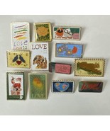 Enamel Pin LOT 12 US Postage Stamps Different Years Dominations Love Puppy - €27,16 EUR