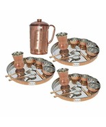 Prisha India Craft  Set of 3 Dinnerware Traditional Stainless Steel Copp... - £171.83 GBP