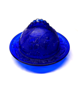 Antique US GLASS Covered Butter Dish DELAWARE Cobalt Blue EAPG - Circa 1899 - $89.98