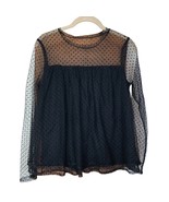 New Black Sheer Polka Dot Long-Sleeve Top XS Halloween Whimsigoth Coquet... - $10.94 CAD