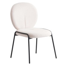 LeisureMod Celestial Mid-Century Modern Boucle Dining Side Chair with Bl... - $142.10