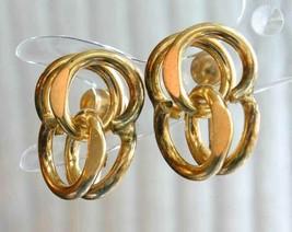 Elegant Double Link Gold-filled Screw-on Earrings 1950s vintage 3/4&quot; - £11.30 GBP