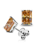 GIGAJEWE Moissanite Radiant Cut 5x7mm Total 2.0ct S925 Silver Stud Earri... - $73.90