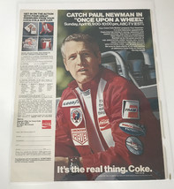 Catch Paul Newman In “Once Upon A Wheel” Coca-Cola Vintage Print Ad - $12.82