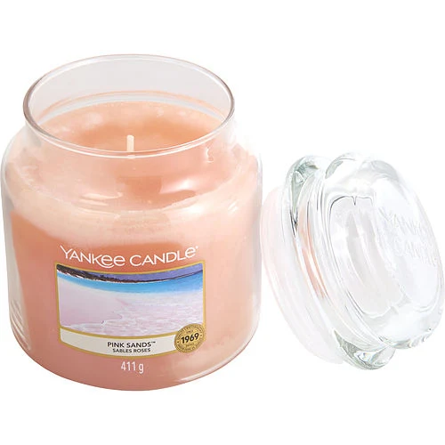 Yankee Candle Pink Sands Medium 14.5 oz Scent Glass Jar, sweet tropical - £22.44 GBP