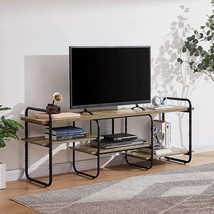 Modern Grey Wood Black Metal Entertainment Center TV Stand for TV up to ... - $4,339.35 MXN