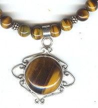 Unique Sterling and Tiger&#39;s Eye Pendant Necklace - $40.00