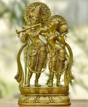Radha Krishna statue Brass for temple Height 12.5 inch Weight 3700 gm - £243.04 GBP
