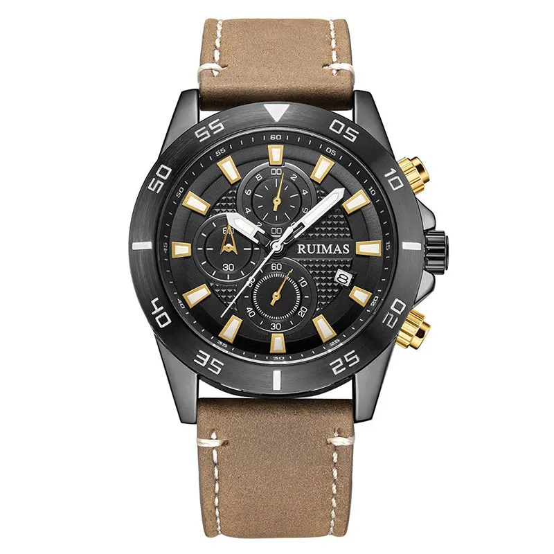 Chronograph Quartz Watches Men Fashion Luxury Leather Strap Wristwatch C... - $39.87
