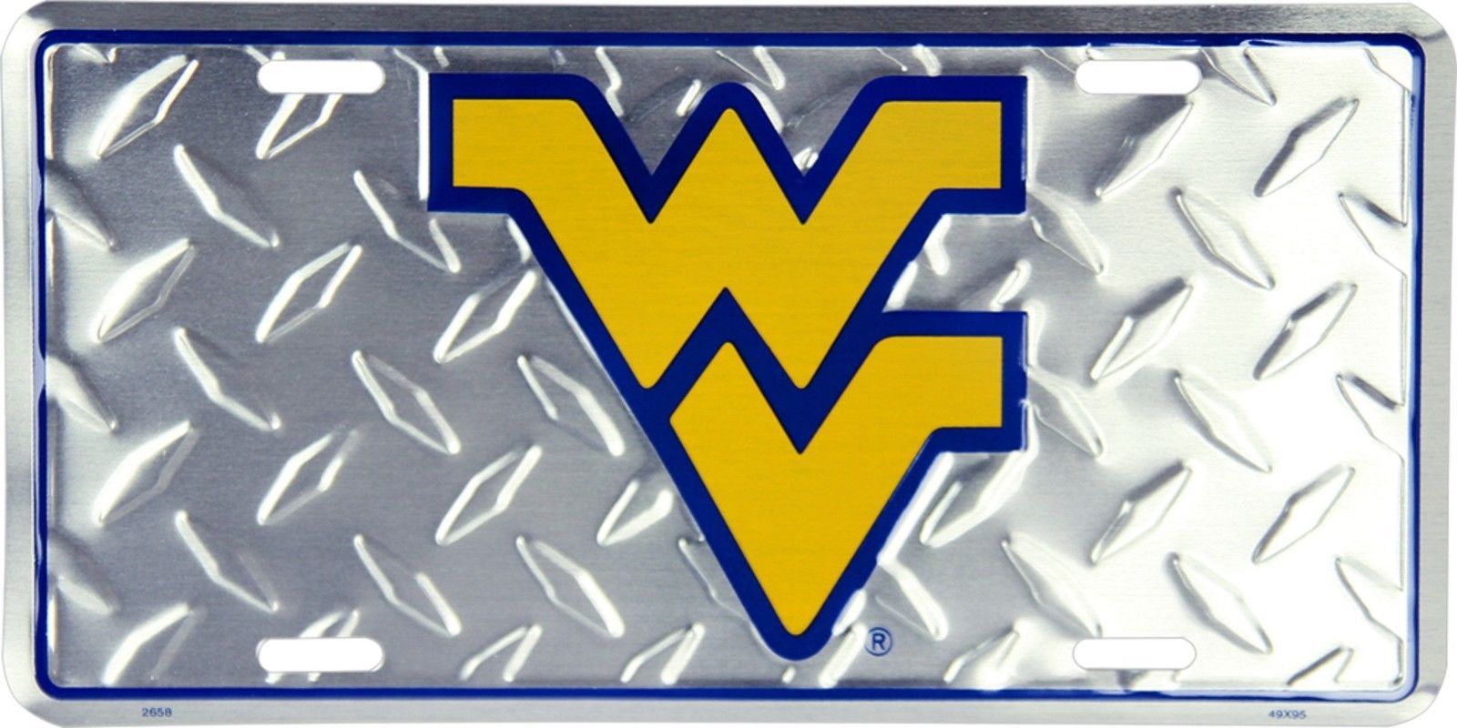 Primary image for West Virginia Mountaineers Embossed Diamond Metal Auto Tag License Plate Sign