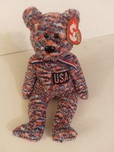 Ty Beanie Babies USA Bear Tricolor 8&quot; Tall Retired Mint With All Tags - £11.95 GBP