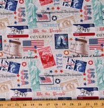 Cotton American Patriotic Post Cards Constitution Fabric Print by Yard D302.51 - £10.19 GBP