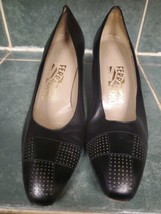 Salvatore Ferragamo Shoes Black Polka Dot Leather Heels Pumps Vintage Sz... - $42.03