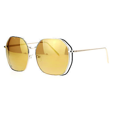 Damen Chic Designer Sonnenbrille Quadratisch Achteck Metallrahmen UV400 - $12.51