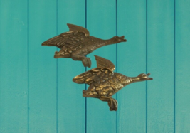 Pair of Brass Geese Duck Bird Wall Hangings - £28.11 GBP