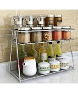 Stainless Steel 2-Tier Rack Shelf, 38 x 15 x 28 cm, Silver - £39.63 GBP