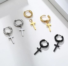 Minimalist Gold Color Dangling Cross Shaped earrings - £9.10 GBP