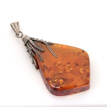 Vintage Sterling Silver and Natural  Baltic Amber Pendant sd - $143.55