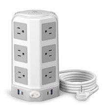 20W Usb C Surge Protector Power Strip Tower, 6 Feet Extension Cord With Multiple - £41.55 GBP