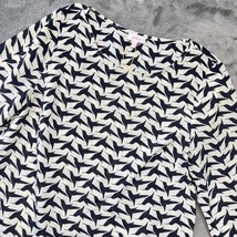 Pixley Womens Blouse Top Size S Black White Bird Print 3/4 Sleeve Career... - $25.99