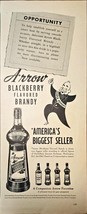 Brandy Aarow Blackberry Flavored Americas Biggest Seller-1948 Vintage Pr... - $7.64