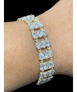 sterling siver signed CL CZ wide bracelet size 7. 29.5 Grams - $62.31