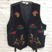 Bobbie Brooks Womens Ugly Christmas Vest Black Red Floral Plus 18W-20W New - $18.80