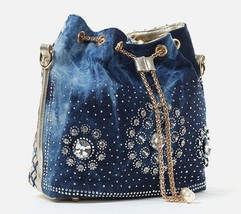 Summer 2022 Gold Chain Denim Handbags For Women Casual Bling Rhinestone Jeans Wo - £55.68 GBP