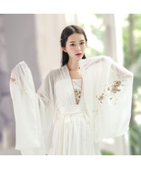 Chinese Hanfu performance costume dance costume women&#39;s long skirt White - $149.00