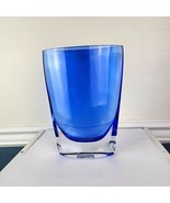 Cobalt Blue Modern Art Glass Vase Handcrafted &amp; Mouth Blown Poland - £34.91 GBP