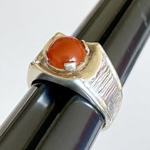 Don Dietz Handmade Carnelian 8 mm Gemstone Sterling Silver Ladies Ring Size 7.5 - £102.98 GBP