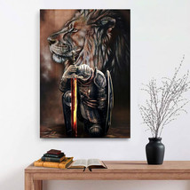 Jesus Lion Knights Wall Art Lion of Judah Gift for Jesus Christ Canvas Wall Art  - £18.24 GBP+