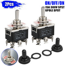 Toggle SWITCH ON/OFF/ON Heavy Duty 15A 380V DPDT 3 Terminal Car Waterpro... - $20.99